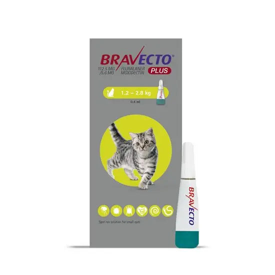 BRAVECTO® PLUS Spot-On for Small Cats 112.5mg (1.2kg-2.8kg)