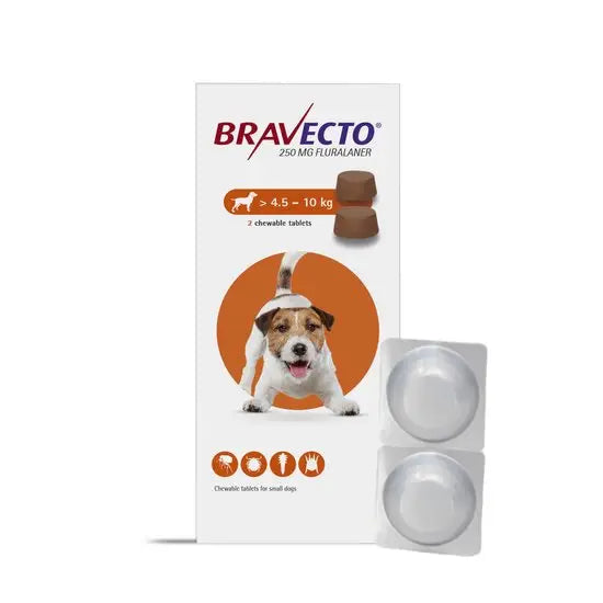 BRAVECTO® Chewable Tablets for Small Dogs 250mg (4.5kg-10kg)