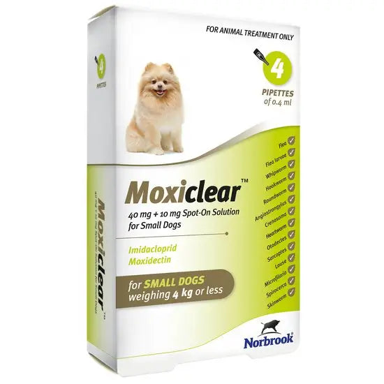 Moxiclear Spot-On Solution for Small Dogs 40mg + 10mg (Under 4kg)