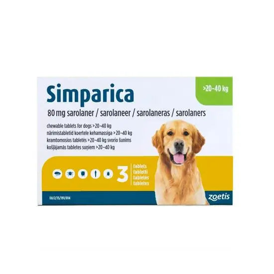 Simparica® Chewable Tablets for Dogs 80mg (20kg-40kg)