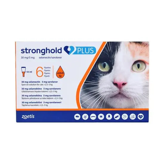 Stronghold® PLUS Spot On Solution for Medium Cats 30mg/5mg (2.5kg-5kg)