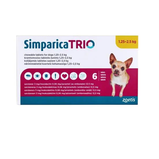 Simparica TRIO® Chewable Tablets for Dogs 3mg (1.25kg-2.5kg)