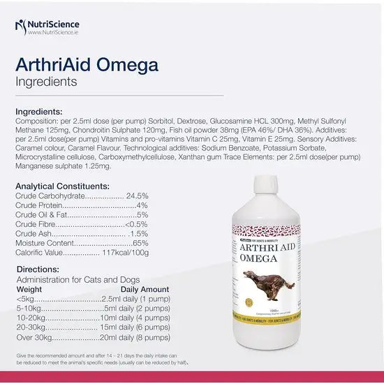 NutriScience Arthri Aid™ Omega Joint & Mobility Supplement for Dogs & Cats