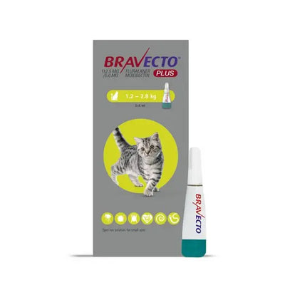 BRAVECTO® PLUS Spot-On for Small Cats 112.5mg (1.2kg-2.8kg)
