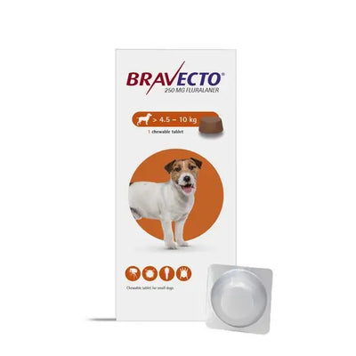 BRAVECTO® Chewable Tablets for Small Dogs 250mg (4.5kg-10kg)