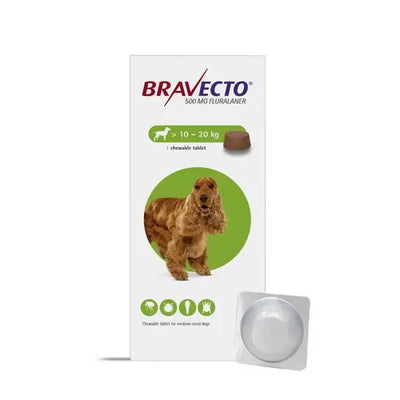 BRAVECTO® Chewable Tablets for Medium Dogs 500mg (10kg-20kg)