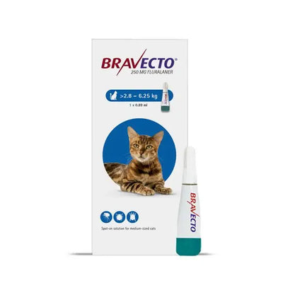 BRAVECTO® Spot-On Solution for Medium Cats 250mg (2.8kg-6.25kg)