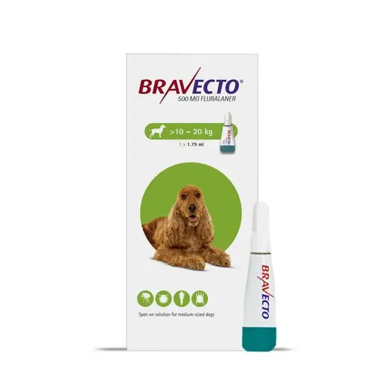 BRAVECTO® Spot-On Solution for Medium Dogs 500mg (10kg-20kg)