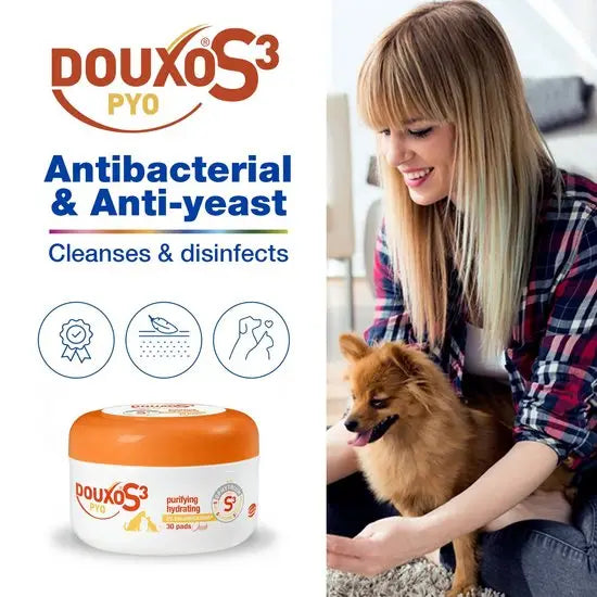 DOUXO® S3 PYO Antibacterial Anti-Yeast Skincare Pads For Cats & Dogs
