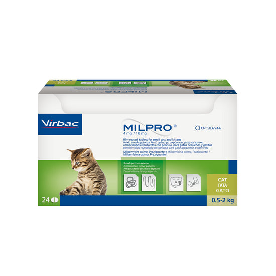MILPRO® Film-Coated Tablets for Kittens and Small Cats 4mg/10mg (0.5kg-2kg)