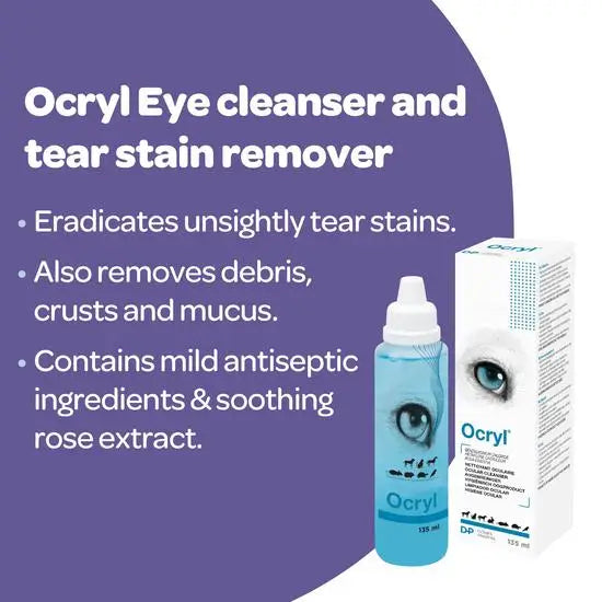 Ocryl® Eye Cleaner and Tear Stain Remover for Dogs, Cats, Horses and Exotics