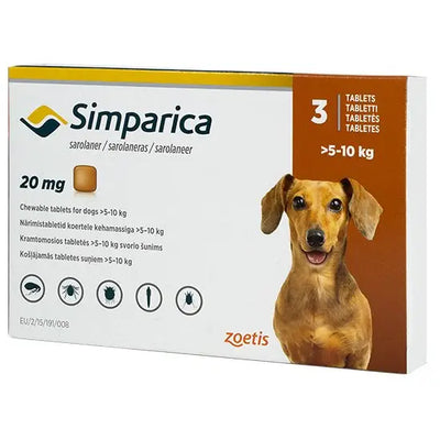 Simparica® Chewable Tablets for Dogs 20mg (5kg-10kg)