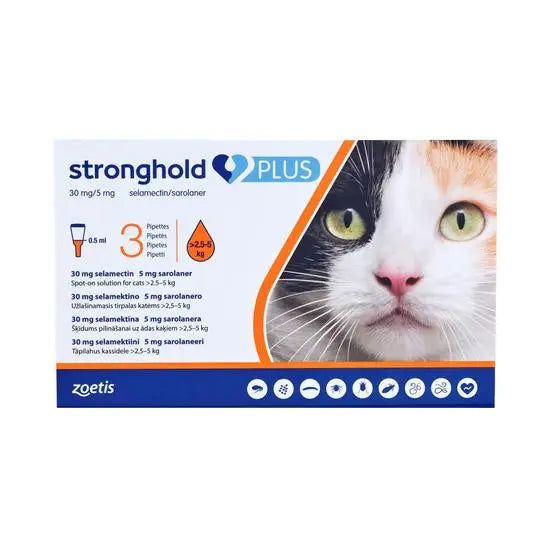 Stronghold® PLUS Spot On Solution for Medium Cats 30mg/5mg (2.5kg-5kg)