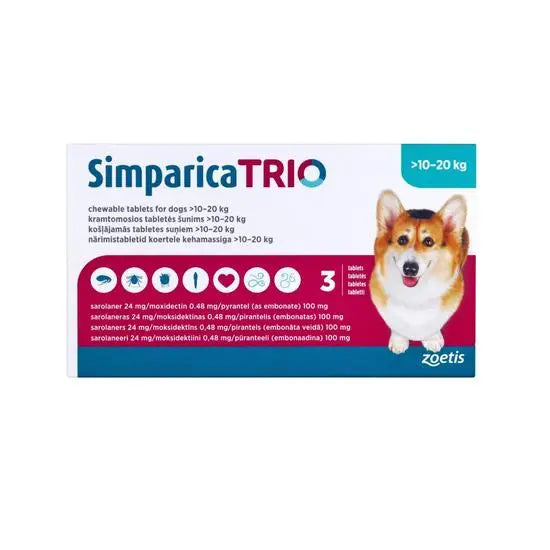 Simparica TRIO® Chewable Tablets for Dogs 24mg (10kg-20kg)