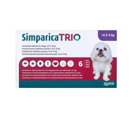 Simparica TRIO® Chewable Tablets for Dogs 6mg (2.5kg-5kg)
